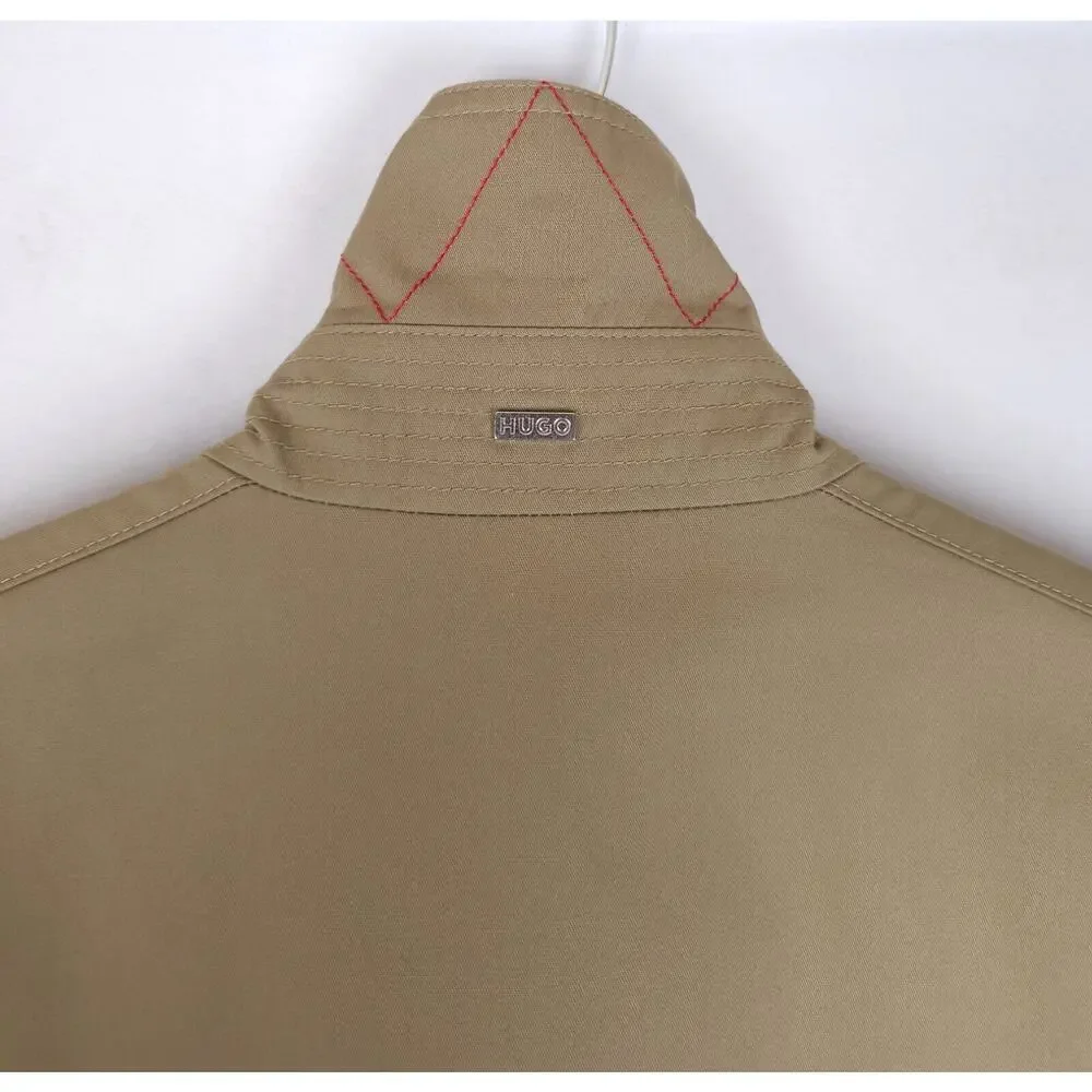 Hugo Boss Mens Regular Fit Raincoat 42R Open Brown Water Repellant Belted NWT